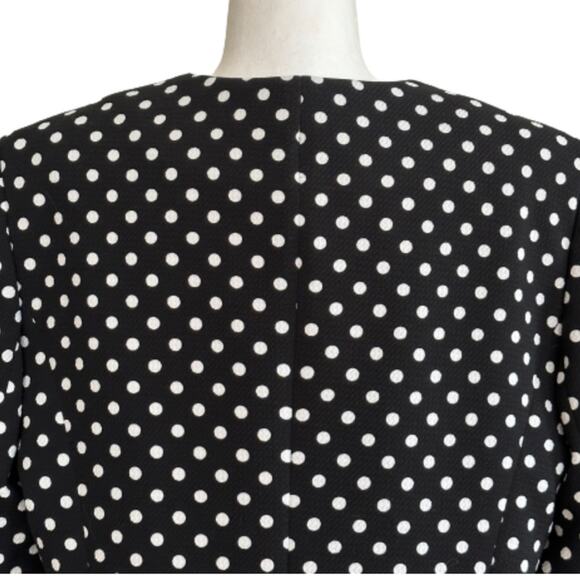 Nine West Blazer Jacket White Polka Dot Snap Front Crew Neck Blazer Size 14 - Picture 6 of 11